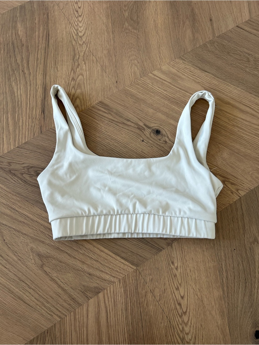 Minimal Square Neck White Sports Bra